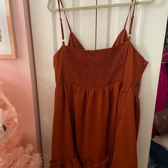 Elegant Rust Spaghetti Strap Dress - Picture 5 of 6